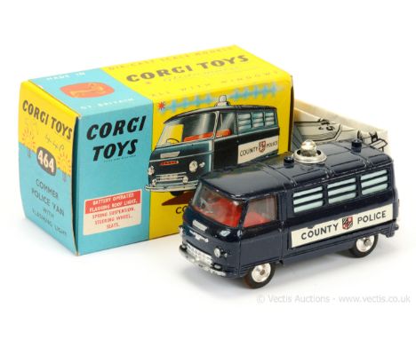 Corgi 464 Commer "County Police" Van - dark blue, red interior, light blue rear windows, silver trim, spun hubs, clear batter