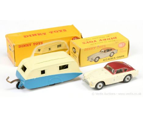 Dinky 167 AC Aceca Coupe - two-tone cream, maroon, silver trim, cast spun hubs - Fair in a generally Good (slightly grubby) y