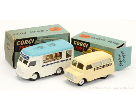 Corgi 412 Bedford Utilicon "Ambulance" - cream body, silver trim, flat spun hubs - Excellent Plus in a Fair (missing end flap
