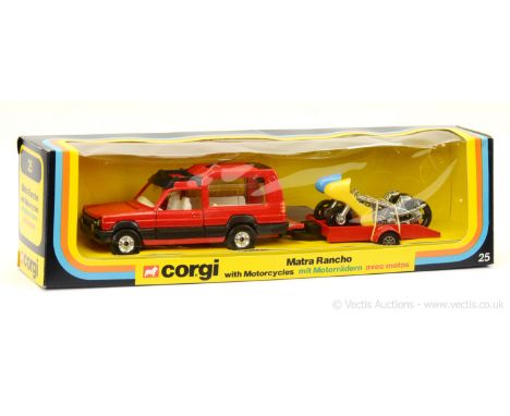 Corgi GS25 Gift Set to include Matra Rancho - red, black, white interior, plastic aerial with Motorcycle Trailer finished in 