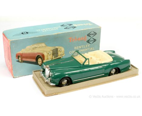 Triang (1/20th scale) plastic battery-operated Bentley Continental Cabriolet - green body, cream interior and tonneau, chrome