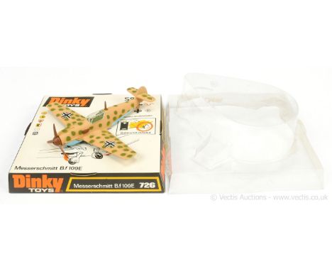 Dinky 726 Messerschmitt BF109E - camouflage light beige, green, pale blue undercarriage, brown plastics - Near Mint (couple o