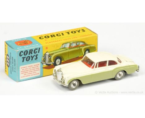 Corgi 224 Bentley Continental Sports Saloon - two-tone pale cream, light metallic green, red interior, chrome trim and spun h