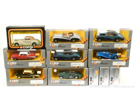 Corgi Classics a group of early issue (approx 1/36th scale) Cars to include; C914/1 Rolls Royce Silver Dawn; 869 MG TF; 825 C