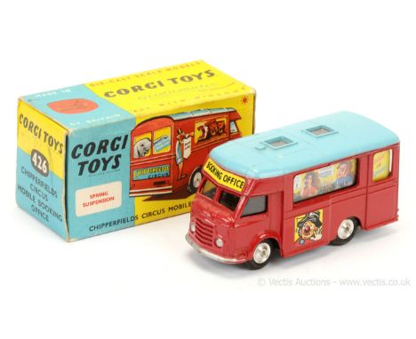 Corgi 426 Smiths Karrier "Chipperfields Circus" Mobile Booking Office - finished in red, pale blue roof, silver trim, spun hu