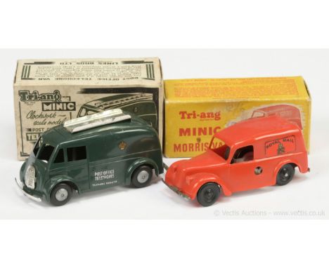 Triang Minic Plastic Clockwork "Royal Mail" Delivery Van - red body, black wheels - Excellent (does have some small marks to 