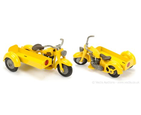 Tekno Harley Davidson Motorcycle with Sidecar - yellow, black seat - with correct front &amp; rear labels on sidecar - overal