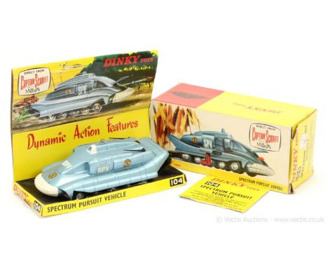 Dinky 104 "Captain Scarlet" Spectrum Pursuit Vehicle - finished in blue, white front bumper, cast spun hubs, black plastic ae