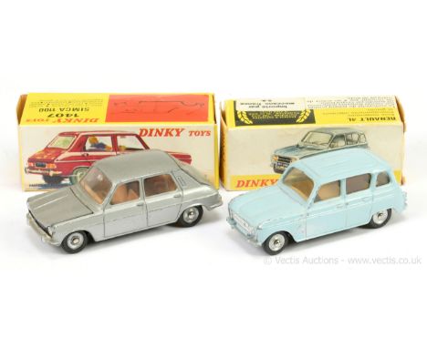 French Dinky 1407 Simca 1100 - silver body, light brown (beige) interior, chrome concave hubs - Good (does have small chips o