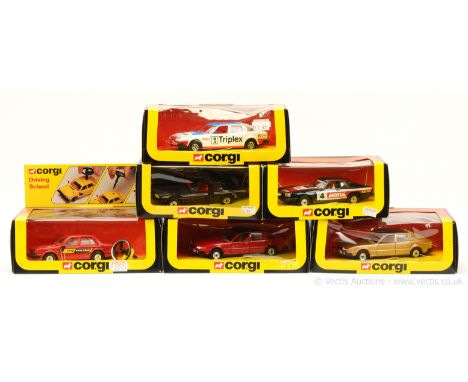 Corgi group to include 278 Triumph Acclaim (Driving School) - red; 314 Jaguar XJS (Supercat); another but 318 "Motul"; 2 x 33