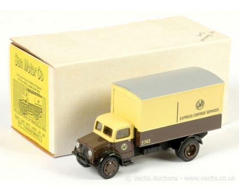 Sun Motor Co (1/50th scale) White Metal Bedford OY "GWR" Parcel Delivery Truck - finished in two-tone pale cream, brown, grey