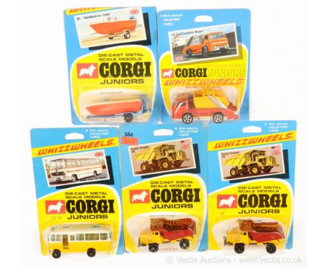 Corgi Juniors group to include 7 Duple Vista 25 Coach - two-tone off white, yellow including interior; 19 Speedboat on Traile