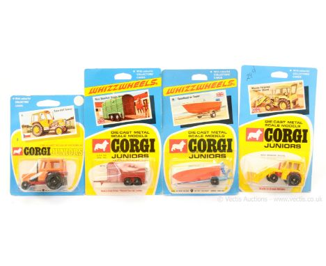 Corgi Juniors group to include 4 Zetor 5511 Tractor - orange, red, black plastics and wheels; 19 Speedboat on Trailer - off w