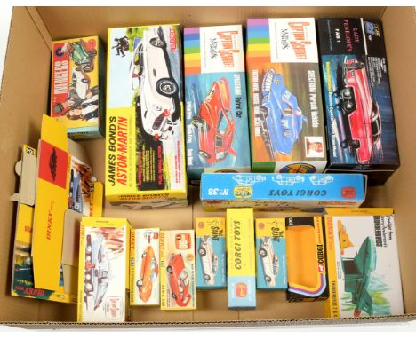 A Group Of REPRODUCTION Boxes mainly all TV &amp; Film related to include; Dinky 352 "UFO"; Corgi 258 "The Saint"; JR21 "Capt