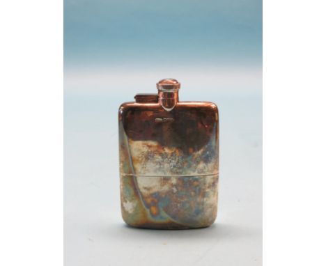 A silver hip-flask, with integral screw-cap, Dixons, Sheffield 1918, approx. 9.5oz.  