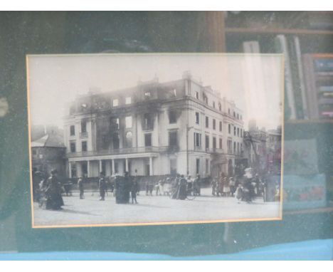 A group of photographic prints, old Worthing, and a pen sketch, Ambrose Place, all framed
