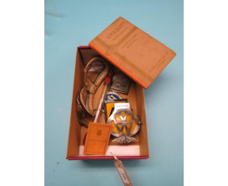 Automabilia, including goggles and Wolseley instruction manual 