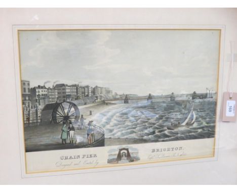 A lithograph, Chain Pier, Brighton, 12 x 18in., framed 