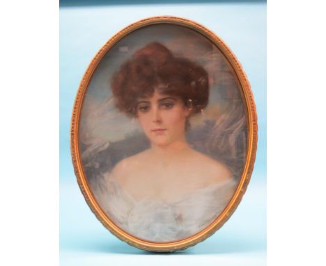 Florence Hannam (fl. 1890-98) -  pastel portrait bust of a young female, sitter named Esme Collings, signed, 24 x 19in. oval 