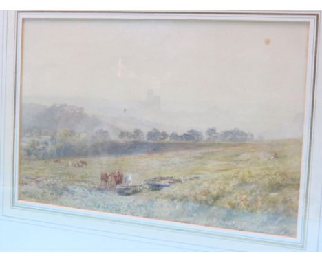 Alfred William Hunt (1830-1896) - watercolour, landscape entitled verso, 'Durham from the north', signed and dated 1882, 10 x