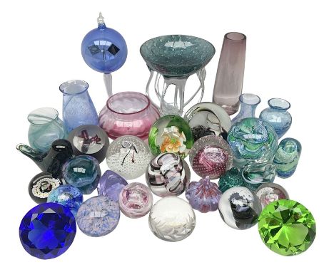 Caithness paperweights, to include Miniature Bell, Cauldron, Space Flower, Congratulations Streamer etc, together with other 