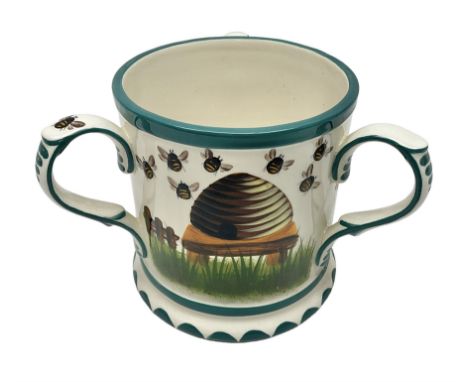 Griselda Hill Pottery Wemyss tyg, decorated with bees and beehive, H12cm
