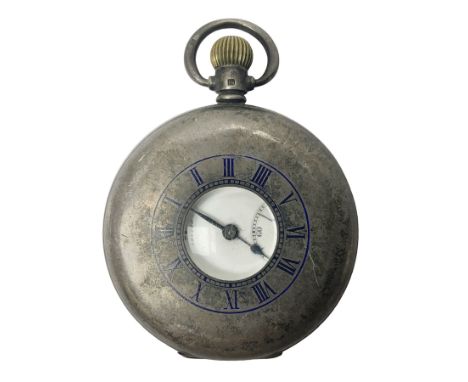 Early 20th century J.W Benson silver half hunter commemorative pocket watch, commemorating the coronation of King George VI, 