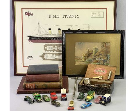 MIXED COLLECTABLES GROUP - to include a small box of mixed metalware containing a Pratts fuel can cap, pocket knife with 1941