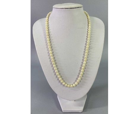 SINGLE STRAND NECKLACE OF CULTURED PEARLS - with 9ct gold clasp, quantity of costume jewellery and collectable badges ETC, 48