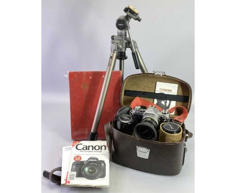 CANNON AE-1 SLR CAMERA &amp; EQUIPMENT including a Tamron Macro lens, Cannon lens, filters, Sangamo Western light meter conta