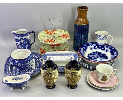 MIXED BLUE &amp; WHITE &amp; OTHER POTTERY GROUP - notables include a Baden-Powell pink lustre cup and saucer, West German st