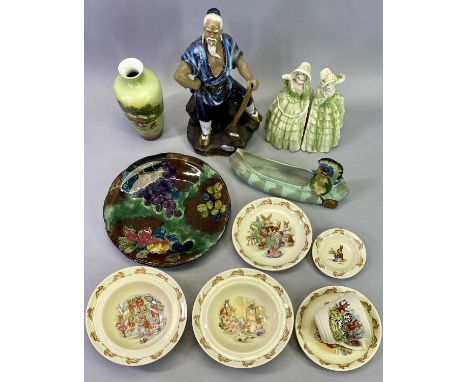 MIXED COLLECTABLE POTTERY &amp; PORCELAIN - to include a Burleigh ware Indian in canoe Posy holder, six pieces of Royal Doult