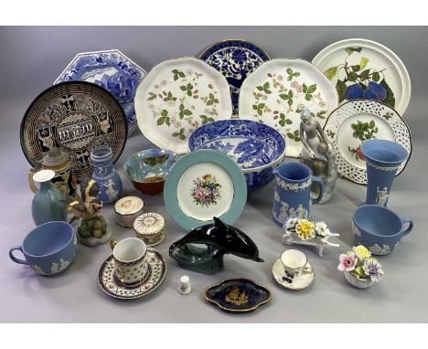 WEDGWOOD JASPERWARE, AYNSLEY BUTTERFLY LUSTRE, Copeland Spode Italian, and other mixed pottery and porcelain group of ornamen