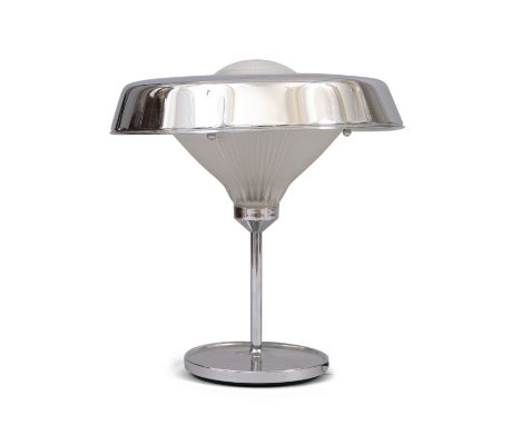 A 1940S CHROME AND GLASS DESK LAMP, Italy. 40cm (h)