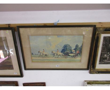 Print by Sir Alfred Munnings - The Royal procession at Ascot