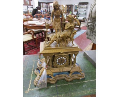 French gilt mantle clock with figures A/F