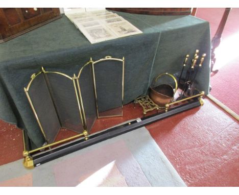 Fireguard, surround, coal bucket, trivet and companion set