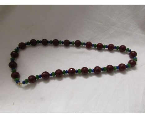 Ruby, emerald & sapphire necklace with 18ct gold clasp