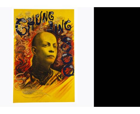 Chung Ling Soo Magic Poster c' 1915-18 A beautiful depiction of magician Chung Ling Soo, the letters of his name made up by i