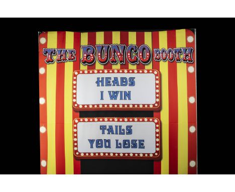 Banners, Bunco Booth Banner with Heads I Win Tales I You Lose very colourful from The Paul Daniels Magic Show BBC TV, two mar