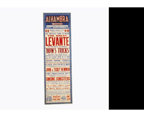 The Great Levante Magic Poster 1955 For The Great Levante touring show of "How's Tricks", this at the Alhambra Bradford Aug 1