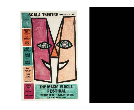 Magic Circle Festival Poster 1959 At the Scala Theatre London, Oct 1959, including Marvyn Roy, Gogia Pasha, John Daniel, Koro