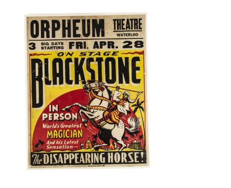 Blackstone Magic Poster c' 1940's For Blackstone Sr (Harry Blackstone 1885-1965) one of America's premier magicians, this pos