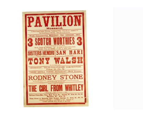 Three Magic Posters 1922-30's All Variety bills: The Pavilion Mossend with Tony Walsh "The Great Comedy Juggler" Aug 1922, th
