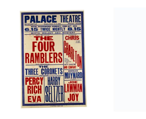 Chris Charlton Magic Poster 1952 Variety bill at the Palace Theatre, Newcastle, June 1952, co-headed by the magician "The Rag