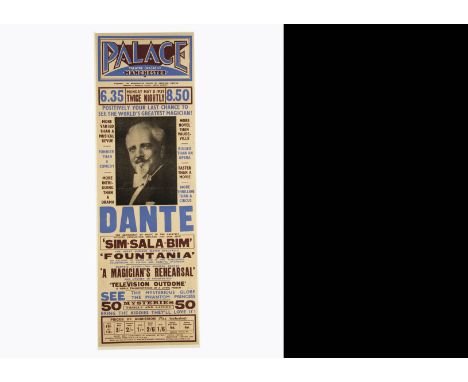 Dante Magic Poster 1939 Dante at the Palace Theatre Manchester, May 1939 with a stylish image of the Danish-American illusion