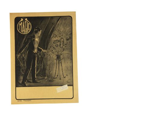 Victor Farelli Magic Poster c' 1900's Marked from the "Victor Farelli Collection" this generic Magic poster shows a magician 