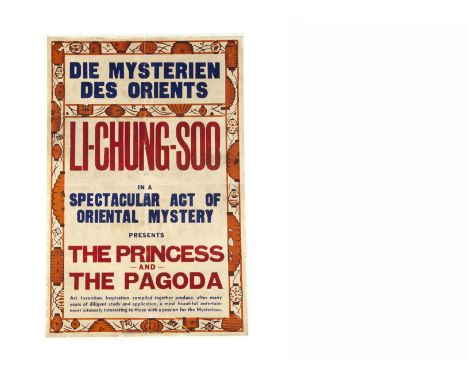 Li Chung Soo Magic Poster c' mid-1930's The poster advertising "The Princess &amp; The Pagoda" Li-Chung-Soo's "Spectacular Ac