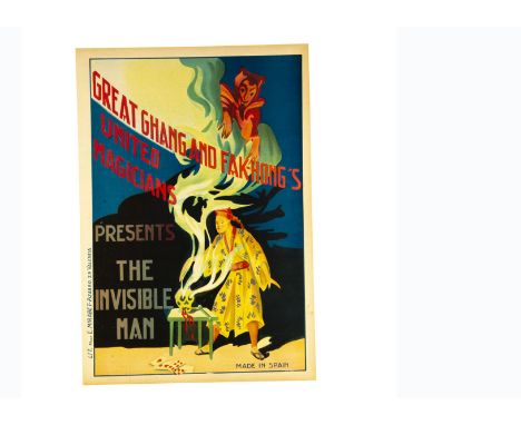 Chang &amp; Fak-Hong Magic Poster c' 1920's With a presentation of "The Invisble Man", the poster depicting a ghoulish image 