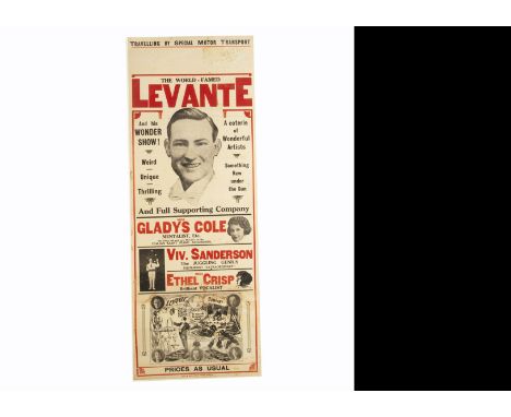 Levante Australian Magic Poster c' 1930's Levante Australian tour poster presenting photographic images of the master magicia